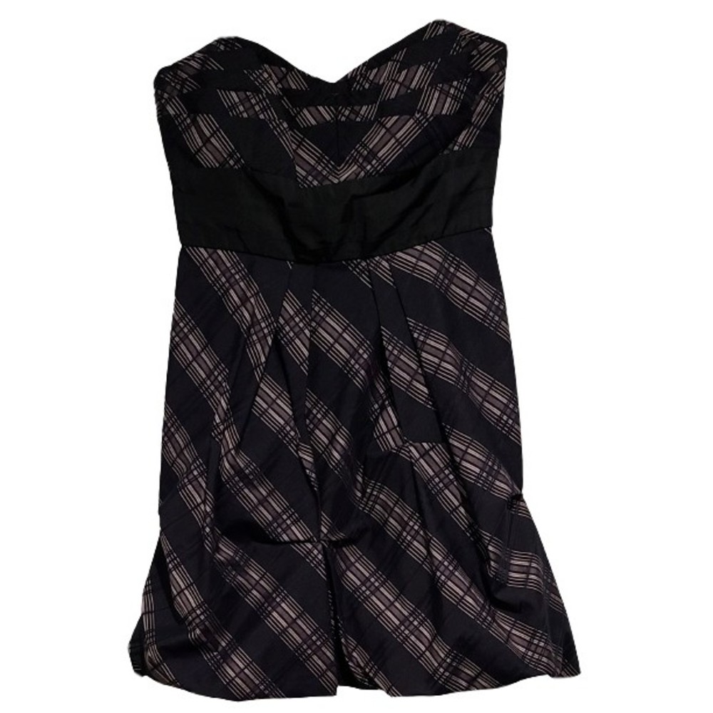 BCBGMaxAzria Womens Mini Strapless Cocktail Dress Size 8 Black Beige Lined